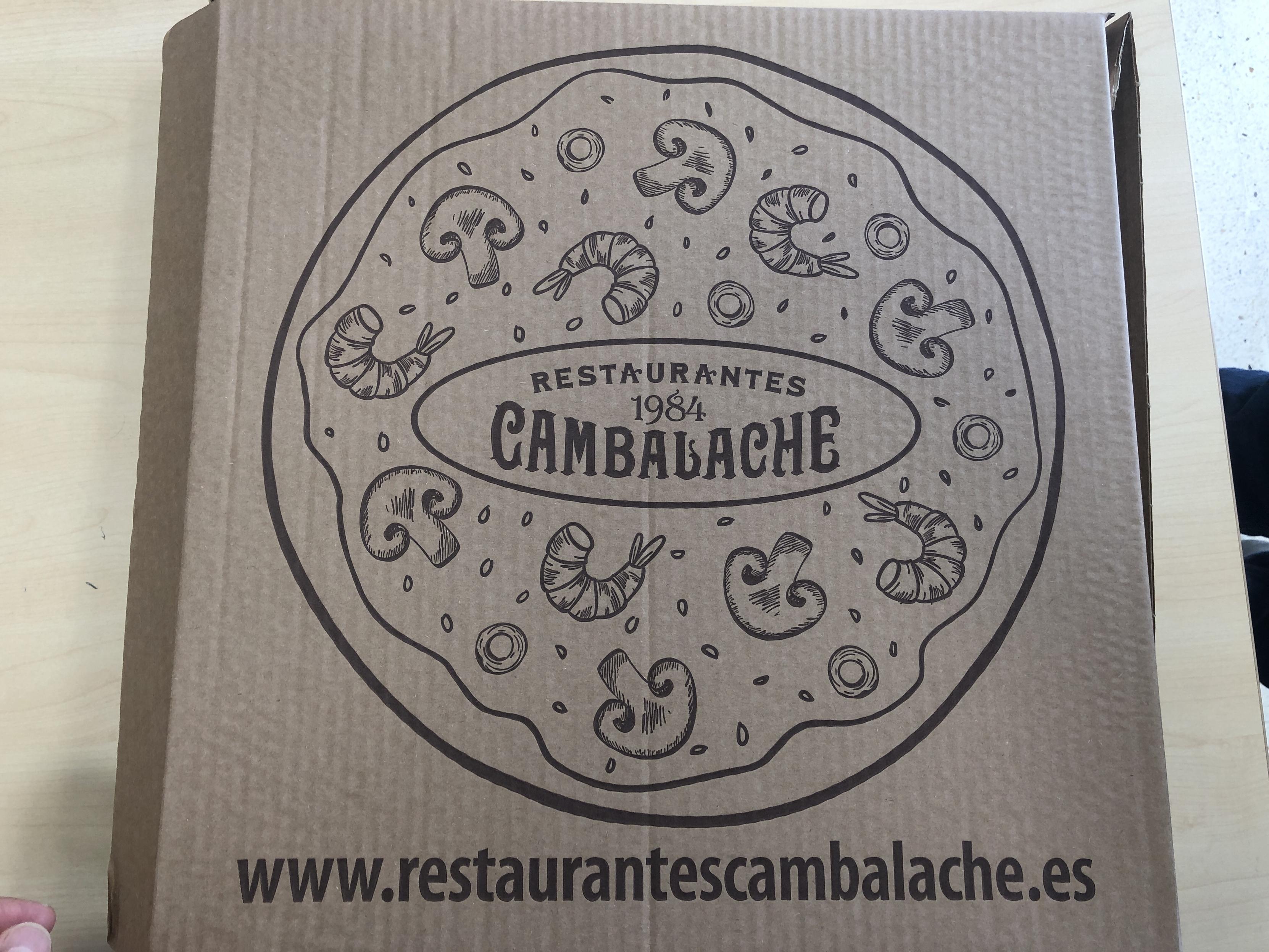 A pizza box for Restaurantes Cambalache